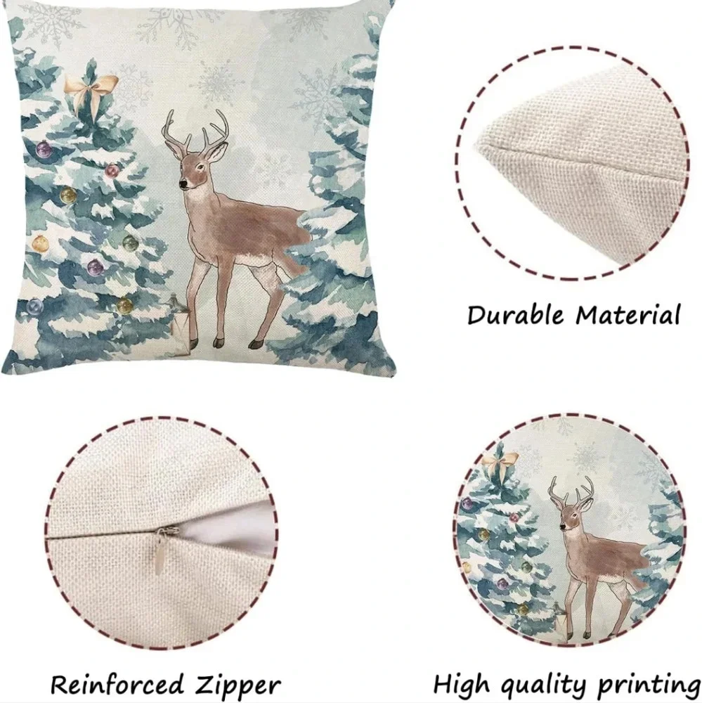 Christmas Decorations - Christmas Pillow Covers 18x18 Set of 4, Holiday Christma